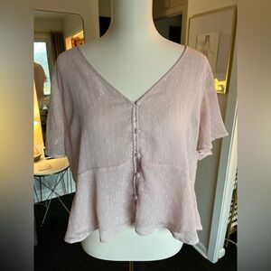 Express Light Pink Metallic Button-Front Blouse